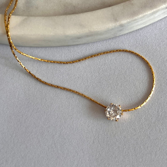 18 KT Gold Plated Solitaire Necklace