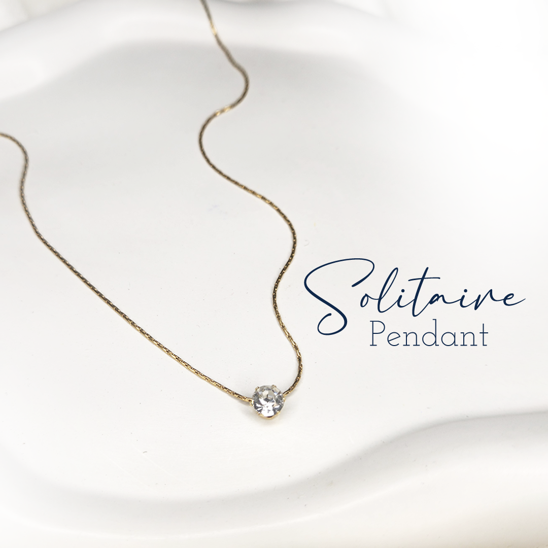 18 KT Gold Plated Solitaire Necklace