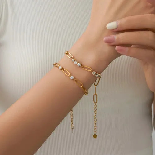 18 KT Gold Plated Solitaire Diamond Bracelet