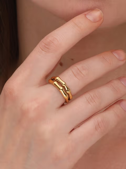 18k Gold Plated Wobbly Double Ring for Women