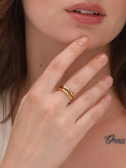 18k Gold Plated Wobbly Double Ring for Women