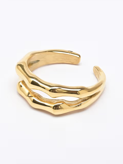 18k Gold Plated Wobbly Double Ring for Women