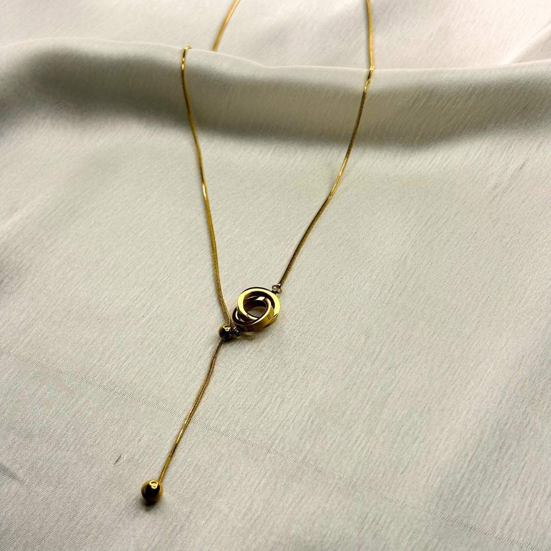 18 KT Gold plated - Interlocked Rings Necklace