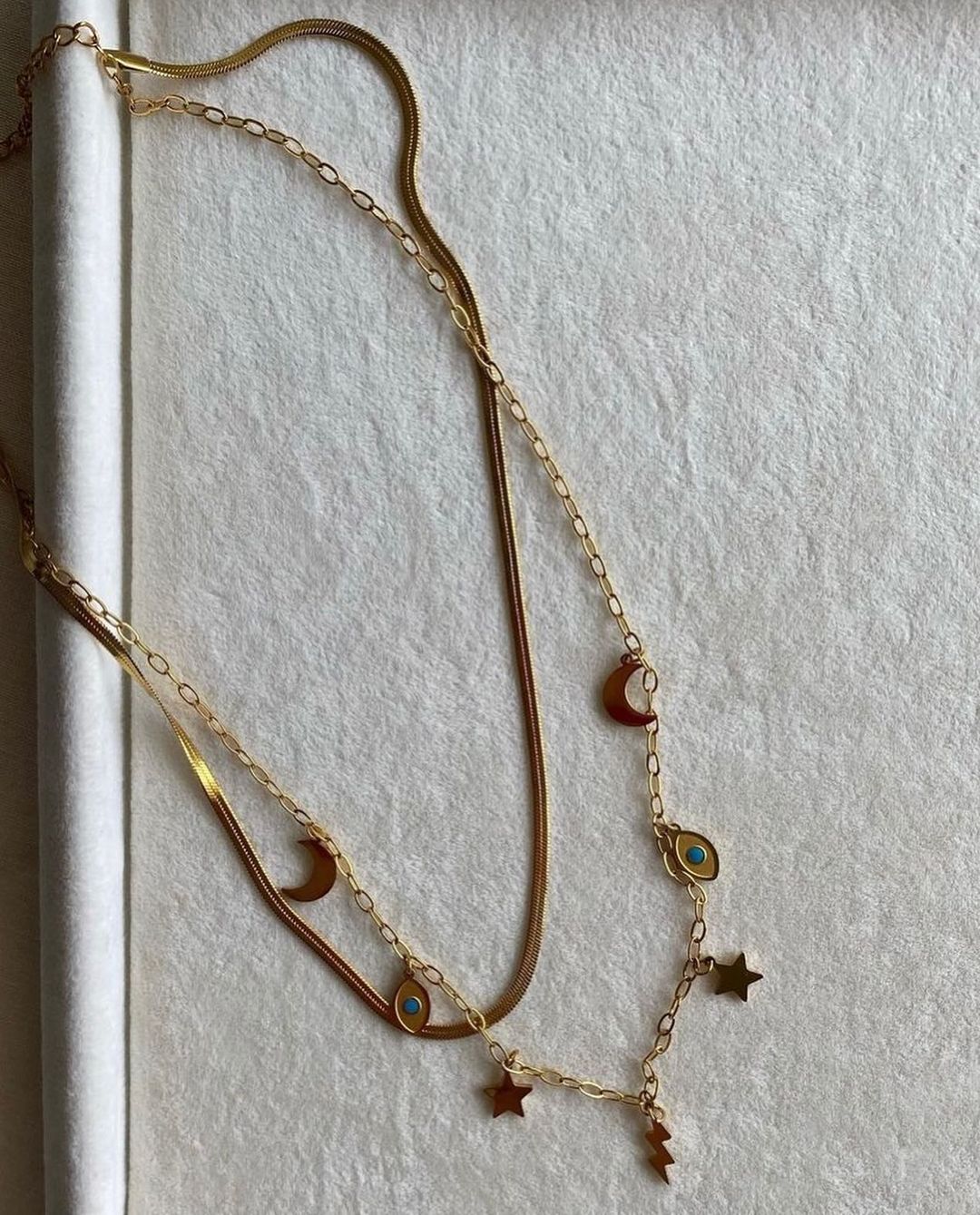 18 KT Gold plated - Double Chain Star Eye Necklace