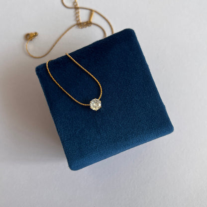 18 KT Gold Plated Solitaire Necklace