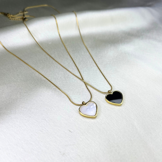 18 KT Gold plated - Yin-Yang Heart Necklace (Double sided single piece)