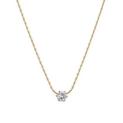 18 KT Gold Plated Solitaire Necklace