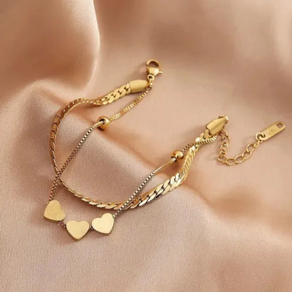 18 KT Gold Plated 2 Love Layers Bracelet