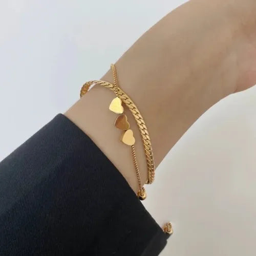 18 KT Gold Plated 2 Love Layers Bracelet