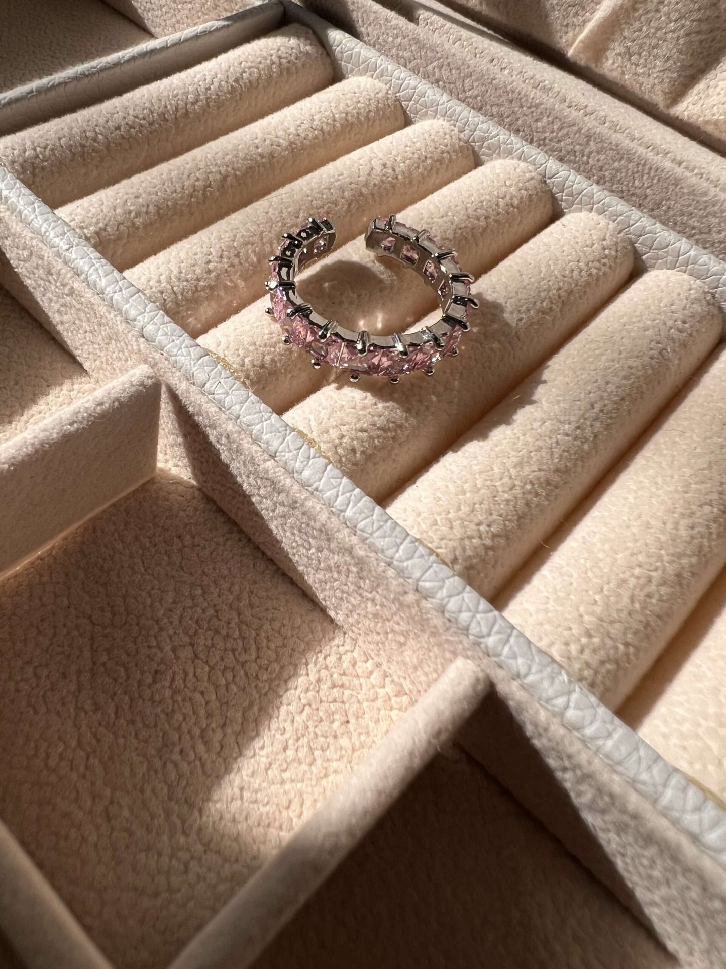 925 Sterling Silver Pink Topaz Baguette Ring