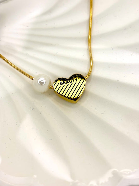 18 KT Gold plated - Heart with a Pearl Necklace