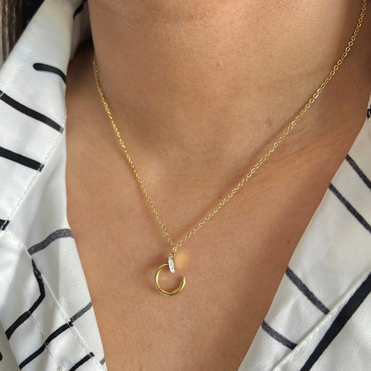 18 KT Gold Plated Round Nail Necklace