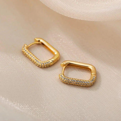 18 KT Gold Plated Diamond Box Hoops