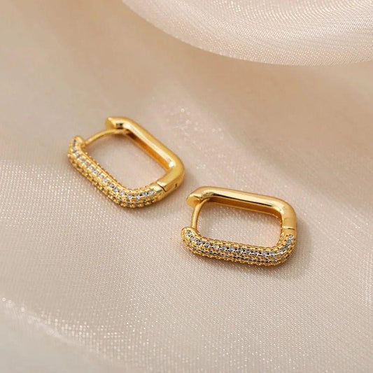 18 KT Gold Plated Diamond Box Hoops