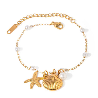 18 KT Gold Plated Star Shell Bracelet