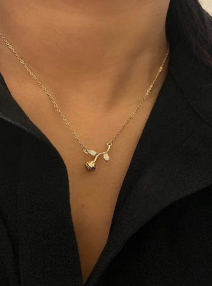 18k Gold Plated - Rose Necklace *single item*