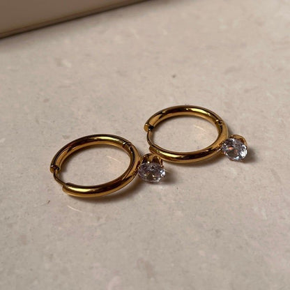 18 KT Gold Plated Mini Solitaire Earrings