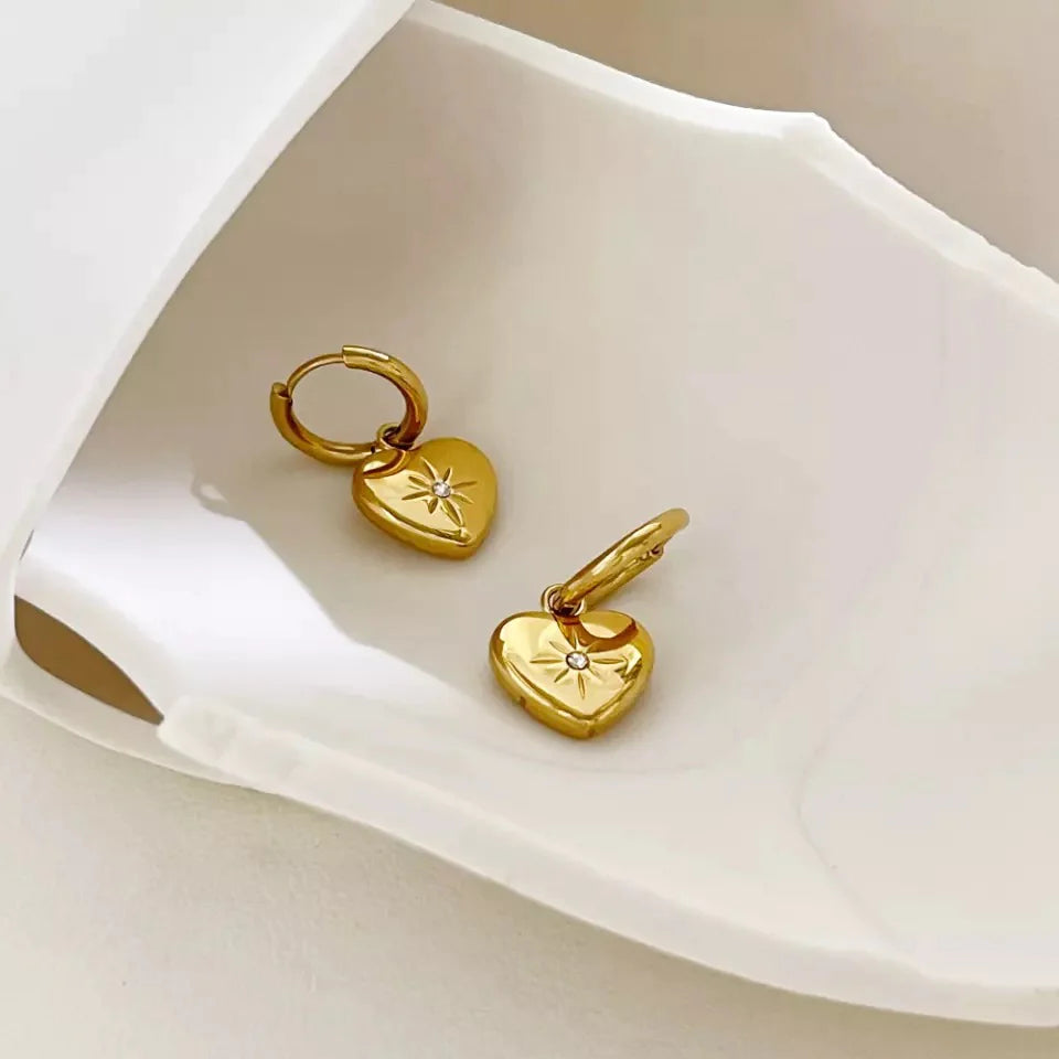 18 KT Gold plated - Shining Heart Earrings