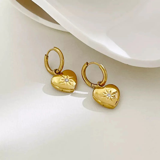 18 KT Gold plated - Shining Heart Earrings