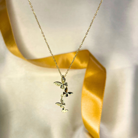 Flying Butterflies Gold Necklace